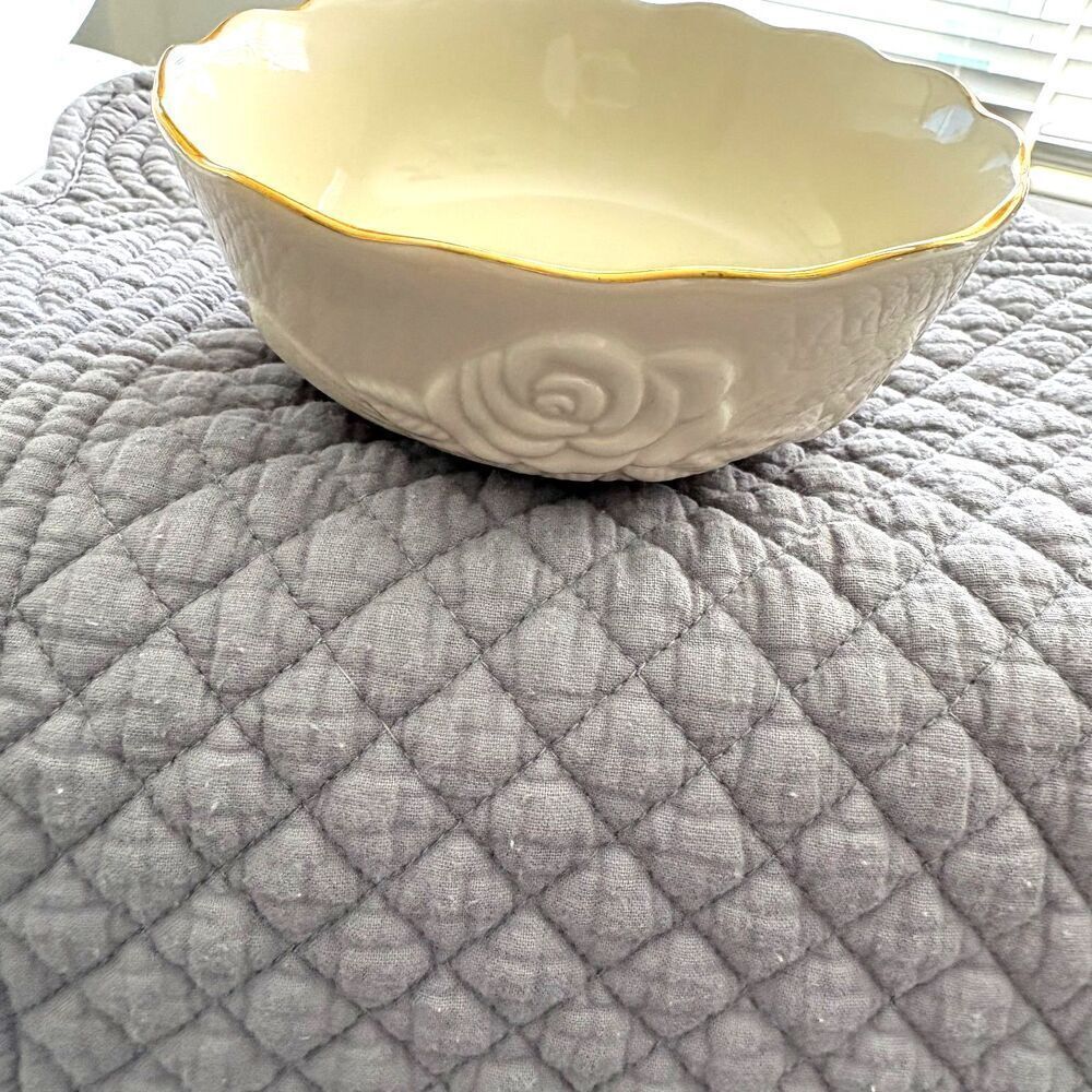 Lenox Rose Blossom Ivory Candy Dish w/ Gold Trim – 1980s Vintage - Picture 9 of 10